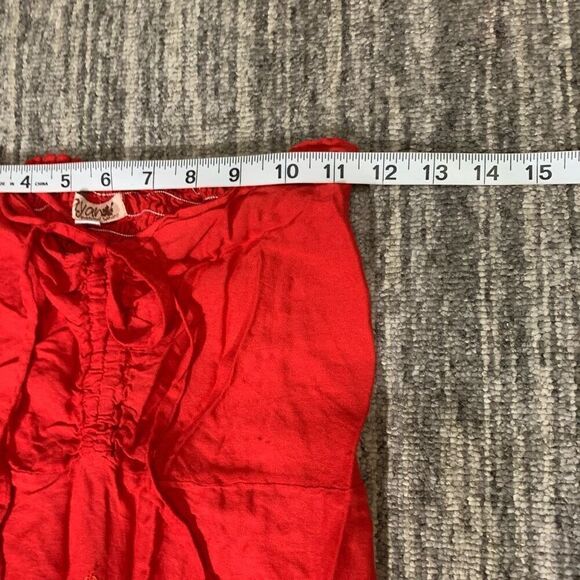 Wayan Natural Wear Womens Size Medium Dress Red‎ Fairy Asymmetrical Hem Smocked - Picture 5 of 7